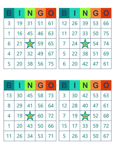 Free Printable Bingo Cards 4 Per Page